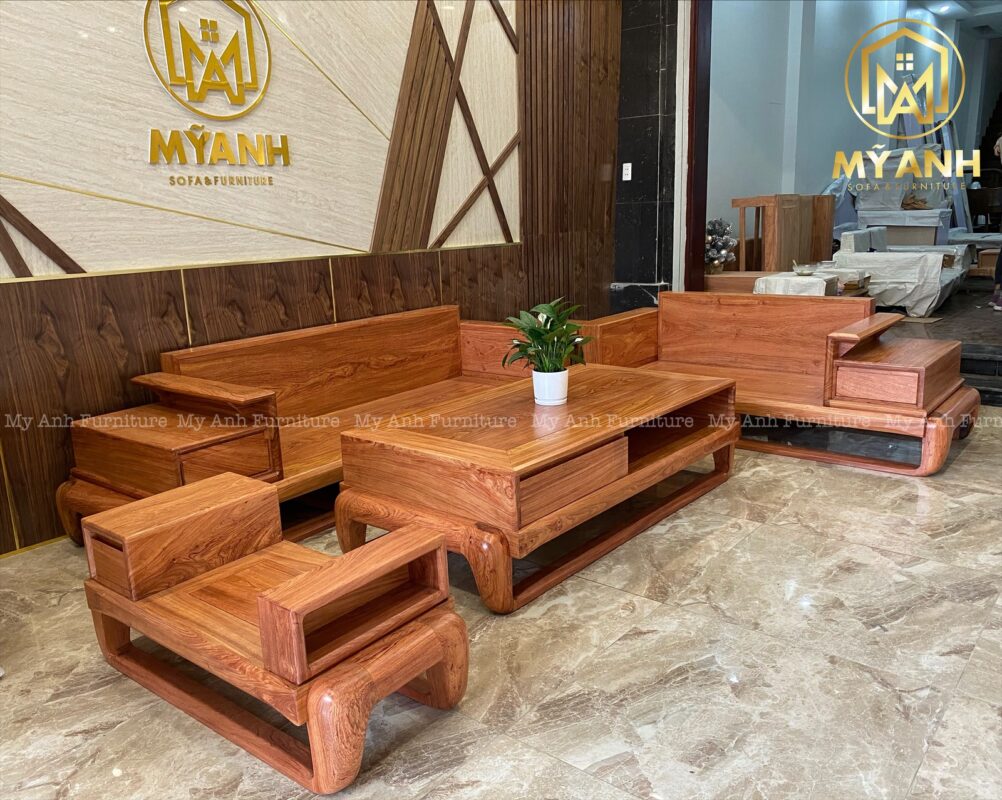 Mẫu sofa gỗ đỏ nhập khẩu góc L