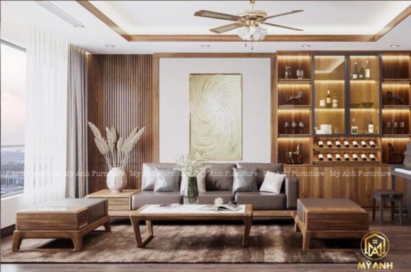 Mẫu sofa gỗ đỏ nhập khẩu góc L